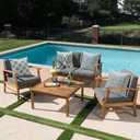 4 x OTOSTAR Set of 4 Waterproof Throw Pillow Covers 16x16 Inch Farmhouse Geometric Square Pillow Cases for Couch Patio Furniture Balcony Garden Outdoor DecorationGeometry40-Grey