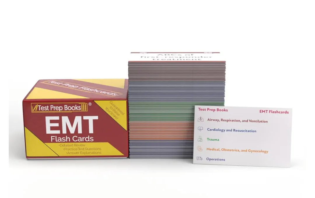 EMT Flash Cards Study Guide and Practice Questions for the Emergency Medical Technician Exam [Full Color Cards]