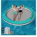 Round Floating Ring Inflatable Water Hammock Heavy Duty River Floats Lake Raft for Adults Tanning Pool Lounger Float Island Platform Pad Mat for Party
