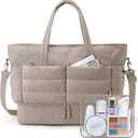 BAGSMART Large Travel Duffel Bag with Shoe Compartment, Puffer Carry-On Gym Weekender Bag for Women, Charcoal