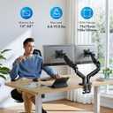 HUANUO FlowLift™ Dual Monitor Stand, Fully Adjustable Gaming Monitor Desk Mount for 13–32″ Computer Screens, Full Motion VESA 75x75/100x100 with C-Clamp & Grommet Base, Each Arm Holds 4.4 to 19.8 lbs