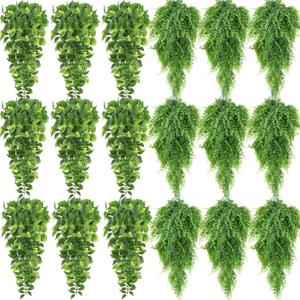 Hoteam 18 Pcs Artificial Hanging Plants Fake Ivy Vines with Fake Leaves Patio Artificial Plants Greenery for Living Room Indoor Outdoor House Wall, No Basket (Sundry)