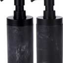 2 Pcs Soap Dispenser Set Black Marble Style for Bathroom or Kitchen Decor, Large-Opening Liquid Hand and Dish Soap Bottles with Rust-Proof Lid& Pump Easy Refill-10oz, Sturdy Resin,Classic& Elegant