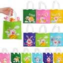 DIYASY Easter Gift Tote Bags,24 Pcs Bunny Non Woven Goodie Treat Eggs Bags with Handles for Easter Egg Hunt
