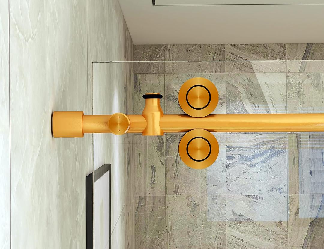 DIYHD 6.6FT Bronze Frameless Sliding Shower Room Rolling Track Barn Style Shower Door Hardware, Stainless Steel,Bronze Surface,No Glass