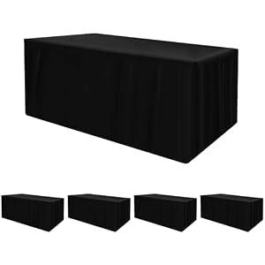 HolidayIdeas Fitted Tablecloth for 6 Foot Rectangle Tables (4-Pack), Water Repellent Fitted Table Covers, Wrinkle-Free Professional Look for Outdoor Vendor Booths & Craft Fairs, Black