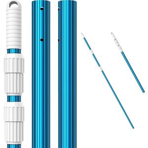 CKE Upgraded 16.5 Feet Thicken 1.3mm Blue Aluminum Telescoping Swimming Pool Pole,Adjustable 3 Piece Expandable Step-Up,Attach Connect Skimmer Net,Rakes,Brushes,Vacuum Head with Hoses, Universal 1.25"