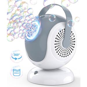 Joyfuture Bubble Machine - Automatic Bubbles Blower for Kids, Toddlers - 360 Rotation & 75 Adjustment, Bubble Toys with LED Light - Gifts for Boys, Girls, Halloween, Outdoor, Birthday, Party (White)