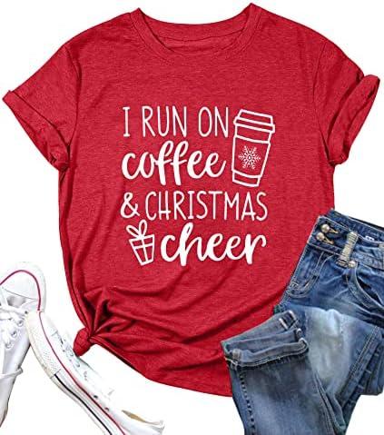 Funny Christmas Shirts for Women OMG Santa I Know Him Graphic Tops Xmas Holiday T-Shirt Christmas Vacation Shirt L