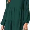 Amoretu Womens Tunic Dress Long Sleeve V Neck Casual Loose Flowy Swing Shift Dresses, Medium