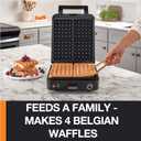 KRUPS 4-Slice Belgian Waffle Maker: Stainless Steel, 5 Browning Levels, Audible Ready Beep, Removable Plates, 1200W, Silver/Black, Large Waffle Maker Family Size, Great for Family Breakfasts