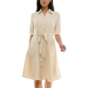 Sharagano Womens Button Front Pleated Shirt Casual Dress, Size 16