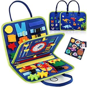 Guolely Busy Board Montessori Toy for 1 2 3 4 Year Old Toddlers - Educational Activity Developing Sensory Board for Fine Basic Dress Motor Skills - Travel Toys for Plane Car, Gift for Boys Girls