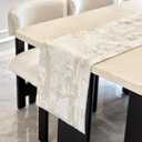 Beige Table Runner Modern Art Farmhouse Table Runners Retro Rustic Style for Kitchen Dining Table Coffee Home Decor (Beige, 12"x108")