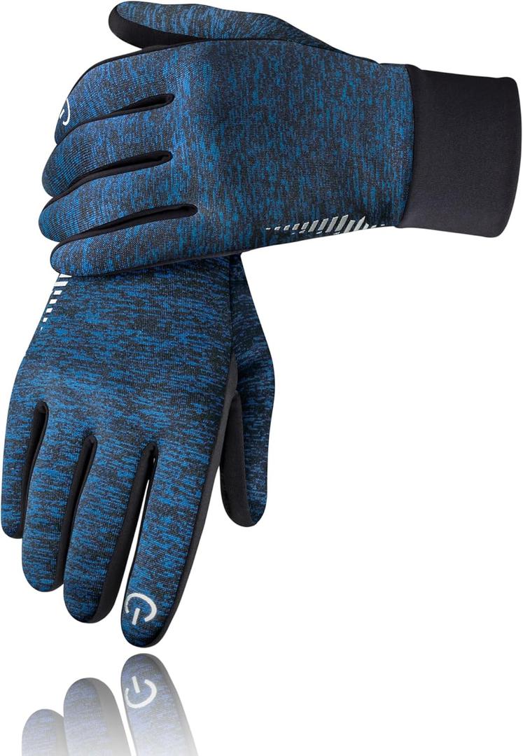 rivmount Lightweight Winter Running Gloves, Touch Screen & Anti-Slip Warm Thermal Glove Liners, Cool Weather Driving Cycling Hiking Biking Walking Sporting for Women Men (Medium, Blue)