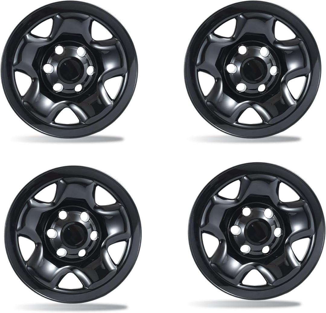 16 inch Wheel Skins for 2005-2023 Toyota Tacoma Fits Factory Steel Wheels 42601-ad041, 5 Spoke Snap On Hubcaps Wheel Covers 4 Pack (Gloss Black)