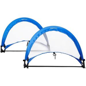 Amazon Basics Portable Pop Up Soccer Goal Set for Kids, Training Equipment, Outdoor Sports Games, Backyard Soccer, Blue, 2-Pack, 2.5 x 1.8 x 1.8 ft / W x D x H)