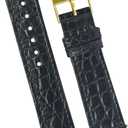 18mm Flat Black AIIigator Watch Band Quick Release Handmade Leather Watch Strap Slim Croc Replacement Wristband Men Stainless Steel Buckle, Christmas Father's Day Gift for Dad Son Husband DH-21G-18MM