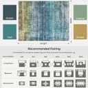 Kokia Abstract Area Rugs 6x9 Boho Washable Distressed Retro Indoor Floor Rug Multicolor Low Pile Non-Slip Non-Shedding Blue Carpet Bedroom Living Room Dining Room, Oslo Teal