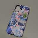 DAIZAG Case Compatible with iPhone 17,Fit Shockproof Cover for Women Girls,Collage Tulip Lotus Flower Bow Blue