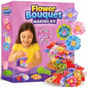Flower Bouquet Making Kit Toy for Kids - Valentines Day Gifts, 5 Year Old Girl Gift, Toys for 7 Year Old Girls Gifts, Arts and Crafts for Girls Ages 4 5 6 7 8 8-12 +, 6 Year Old Girl Gifts Birthday