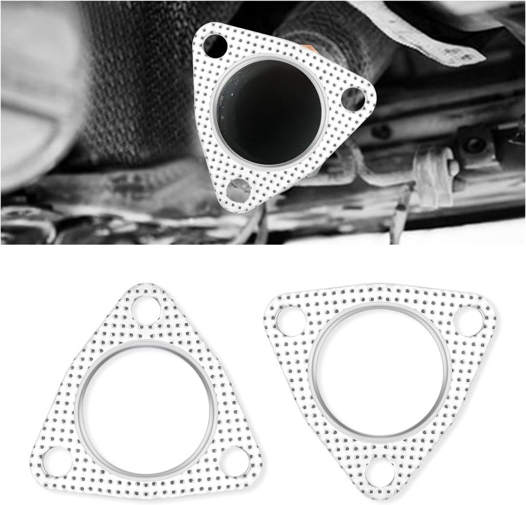 2PCS Exhaust Gasket,2" 3-Bolt Exhaust Flange Gasket,Multifunctional Manifold/Header/Muffler/Catalytic Converter Gaskets (2 inch)
