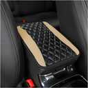 Moly Magnolia Car Center Console Cushion Pad, Universal Leather Waterproof Armrest Seat Box Cover Protector,Comfortable Car Decor Accessories Fit for Most Cars, Vehicles, SUVs (Beige)