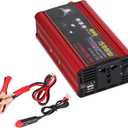 1500W Car Power Inverter USB Charger Converter Adapter Modified Sine Wave DC 12V/24V to AC 220V Metal Plastic Modified Sine Wave Power Inverter Red + Black