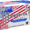 Monster Energy Ultra Red White & Blue Razz, Sugar Free Energy Drink, 16 Ounce (Pack of 15) (EXP 08/11/26)