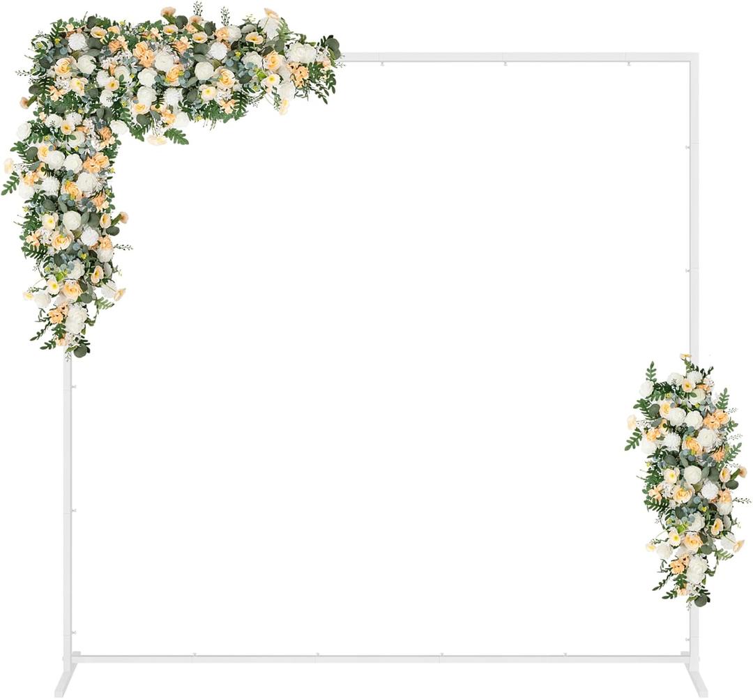 Gawicpy 6.6X6.6FT Metal Square Backdrop Stand, Wedding Arches for Ceremony, Square Balloon Arch Stand, Arch Backdrop Stand for Weddings, Birthdays, Party, Garden Decorations, Anniversary, White