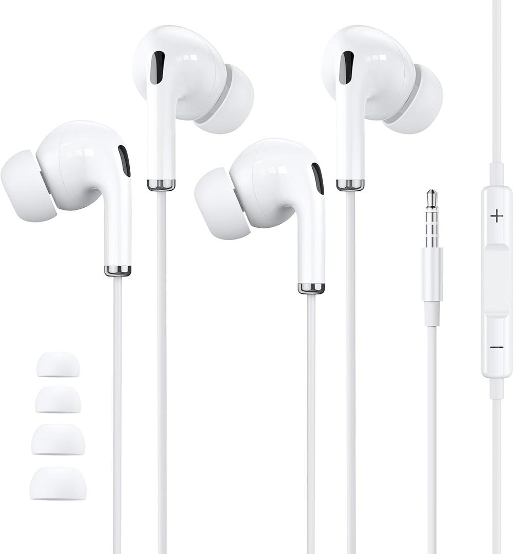 2 Pack for Apple Earbuds Wired, 3.5mm Headphones with Mic [MFi Certified] Volume Control HiFi Stereo Compatible with Chromebook iPhone 6 6s iPad Galaxy S10 Switch Portable CD Player