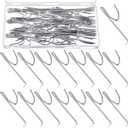 Jetec 80 Pieces Metal Drapery Pins Curtain Hooks Long 7 cm by 1. 8 cm Bulk Silver Stainless Steel Pleated Drapes Pin on Hooks with Clear Box for Heavy Duty Window Door Shower Curtain
