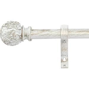 RYB HOME Small Window Curtain Rod Short, Easy Hanging Kitchen Drapery Rod with Mounting Set Ivy Pattern Ball Finials for Living Room Bedroom Bathroom, 28 to 48", White, 1 inch Diameter