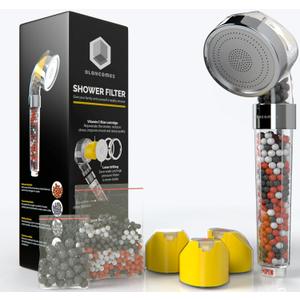Shower Head Filter, High Output with Vitamin C Shower Head Filter for Hard Water and Chlorine Handheld Shower Head with Filter Beads Easy to Install Universal System Water Softener (9x3.5x3.5)