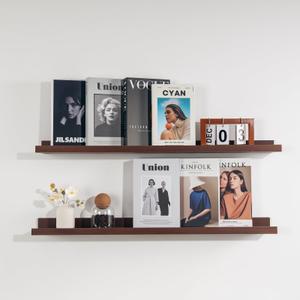 NEXHOME PRO Floating Shelves for Wall Set of 4,24 Inches Picture Ledge Shelf, Kids Bookshelf Wall Mounted for Living Room Bedroom Bathroom Kitchen, Easy Install,Walnut