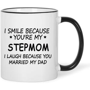 Jogskeor I Smile Because You Are My Stepmom Coffee Mug, Stepmom Mothers Day Birthday Christmas Gifts for Stepmom Bonus Mom