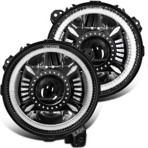 UNI-SHINE 2PCS 9 Inch LED Headlights with DRL and Turn Signal,High/Low Beam Halo Lights DOT Approved Compatible with Jeep Wrangler JL/JLU 2018-2025, Gladiator JT 2019-2025