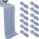 12 Pack Dusty Blue Cheesecloth Table Runner 10FT 120 x 35 Inch  Rustic Boho Gauze Table Runners for Wedding, Baby Shower, Birthday Party, Bridal Shower, Farmhouse and Holiday Table Decorations