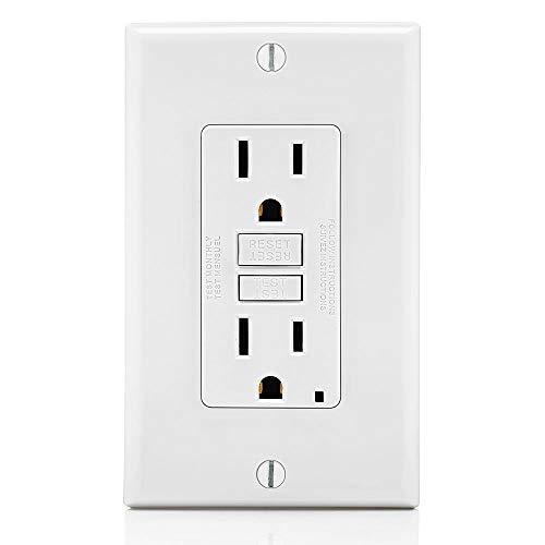 Leviton GFCI Outlet, 15 Amp, Self Test, Non Tamper-Resistant with LED Indicator Light, Protection from Electric Shock and Electrocution, GFNT1-W, White