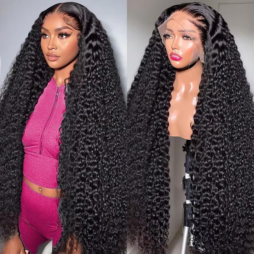 13x6 Deep Wave Lace Front Wigs Human Hair Curly Wet and Wavy HD Lace Front Wigs 200% Density Glueless Pre Plucked Frontal Wigs Human Hair Wig For Women 28 Inch