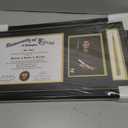 GraduatePro Picture Frame - Black Frame with Gold Rim, 11x22 inches, Document/Certificate & 5x7 Photo, Double Mat, Real Glass, Tassel Holder, Vintage Collection