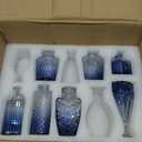Glass Bud Vase Set of 17 - Small Vases for Flowers in Bulk - Assorted Vintage Crystal Vases for Flowers, Table Centerpieces (Blue, 17 Pcs)