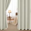 Simplebrand Natural Room Darkening Curtains for Bedroom 63 Inch Length 2 Panels Set, Thermal Insulated Energy Saving Curtains for Kids Room, Grommet Solid Nursery Window Treatment Drapes, W40 x L63