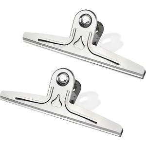 Coideal Extra Large Bulldog Paper Clips, 30cm Jumbo XXL Easel Clips Stainless Steel 2 Pcs Heavy Duty Binder Clamps for Office File (Silver, 11 4/5 Inch) (Sliver)