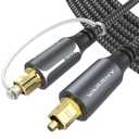 Warrky Optical Audio Cable, 15ft / 4.5m Optical Cable for Soundbar [Nylon Braided, Slim Metal Case, Gold-Plated Plug], Fiber Optic Audio Cord Compatible with Samsung, Vizio, LG, Bose, Sony, Sonos