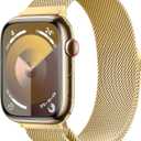 Original Stainless Steel Milanese Loop Compatible with Apple Watch Band 38mm 40mm 41mm 42mm 44mm 45mm 46mm 49mm, Magnetic Clasp Band for iWatch Series 11 10 9 8 7 6 5 4, SE 3 2 1 Ultra3 2, Women & Men (Gold)