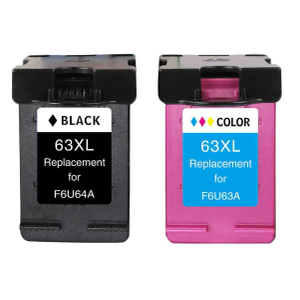 63XL Black and Tri-Color Ink replacement Cartridges, For F6U63A