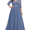 Mother of Bride Dress Plus Size Dusty Haze Blue Lace Formal Wedding Guest Evening Gown Long Bridesmaid Dress Women 2025 24W