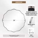 ANDY STAR Brushed Nickel Round Bathroom Mirror, 24 Inch Round Circle Mirror in Stainless Steel Metal Frame, Large Silver Frame with Unique Wavy Design
