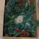 National Tree Company 36 in Pre-Lit Colonial Fir Artificial Christmas Mailbox Swag, Christmas Decoration with Red Berries, Pinecones, 15 Clear LED Lights, 120 Tips, Timer, Green